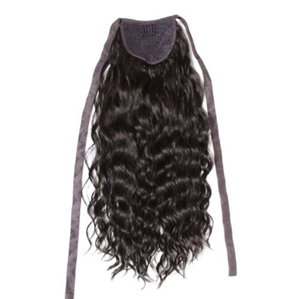 DIVA1 Cheveux humains ondulés bouclés queue de cheval postiche enveloppant clip dans cordon cheveux brésiliens cordon queue de cheval pour les femmes noires 120g 4 couleurs