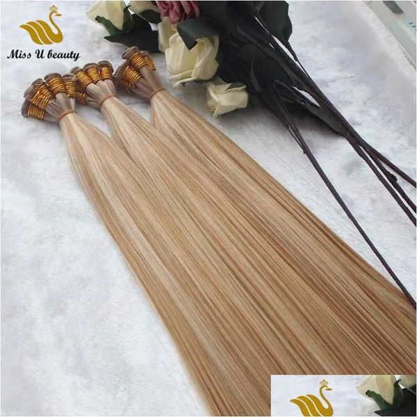 Tejidos del cabello humano 2 Bundles Remy Tie Weft Weave HumanHair Extensión Al por mayor Color de entrega de caída personalizable Produ Dhgyn