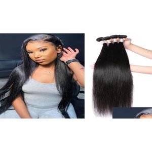 Menselijk haar weeft groothandel 8A Braziliaanse rechte 30 inch weave bundels5433056 Drop levering producten Remy Virgin Dhc6K