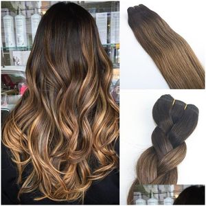 El cabello humano teje Yage Ombre Dye 28 Marrón Venta de alta calidad Extensiones de tejido recto virgen brasileño Paquetes 100G Entrega de gota P DHDQ1