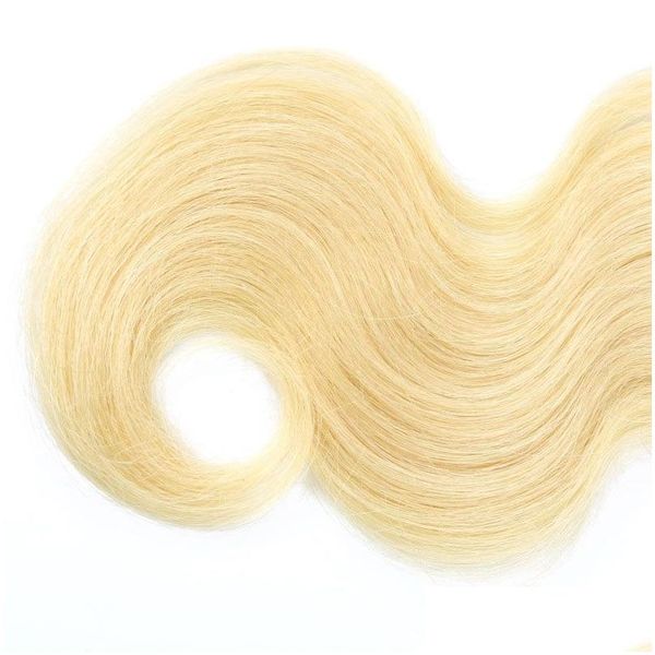 Tramas de cabello humano con cierre Malasia sin procesar Har Body Wave 3 paquetes 4x4 Lace 613 Extensiones vírgenes rubias Entrega de entrega Producto Otwsr