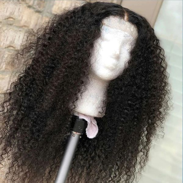 Perruques de cheveux humains 26 pouces de long Soldlesleslesleslesless profonds partie pré-cueillie 180 densité crépue de dentelle noire naturelle perruque avant pour femmes babyhair quotidien 230214