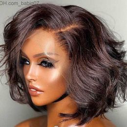 Perruques de cheveux humains vague de corps 13x6 perruque avant de lacet cheveux humains perruque courte Bob 180 densité adaptée aux femmes noires cheveux brésiliens Remy Z230731