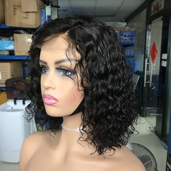 Perruques de cheveux humains pour les femmes noires fermeture de vague de corps profonde bob perruque 10 pouces 180 densité en vente en gros peice vendeur de cheveux