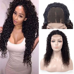 Human Hair Wigs Lace Front Brazilian Kinky Curly Hair 4x4 Closure Lace Wig Remy Virgin Hair 180% Density Wigs For Black Women232l