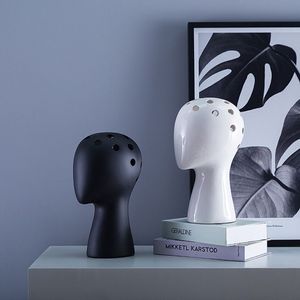 Vase en céramique modèle tête humaine, vent nordique Ins, Portrait créatif, trou rond, Arrangement floral, décoration de la maison, tête humaine Vase212B