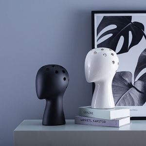 Menselijk hoofdmodel keramische vaas Noordse wind ins creatief portret rond gat bloem arrangement home decoratie menselijk hoofd vase268m