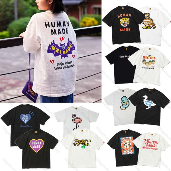 Camiseta de manga corta de algodón de bambú con estampado divertido hecho por humanos para hombres y mujeres talla S-XL