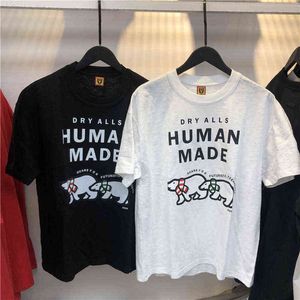 Human Made High Street T-shirt Ijsbeer Kleurrijke Litteken Gedrukt Slub Katoen Hip Hop Losse Leisure Top teesT220721
