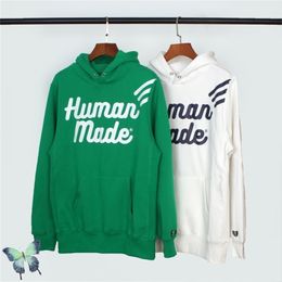 Menselijk gemaakt Hoody Zwart Groen Paar Jurk Fleece Hoodies Sweatshirts Topkwaliteit 210420