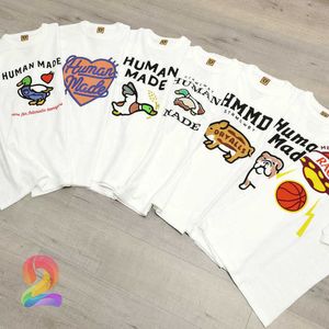 Camiseta hecha por humanos Love Cartoon Flying Duck Dog Pig Slub algodón camisetas de manga corta para hombres y mujeres