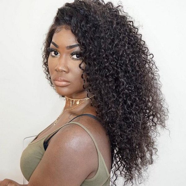 Human nueva llegada Virgin Remy Remy Brasil Brazilio Suave Camino Lace Full Kinky Curly Wigs 130 Desnity Natural Black Color para Black1099334 664 1099334 5