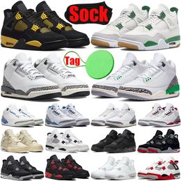 Pine Green 4s 3s basketball shoes for mens womens 3 4 jumpman Military Black Cats UNC White Black Cement Reimagined trainers sneakers shoe