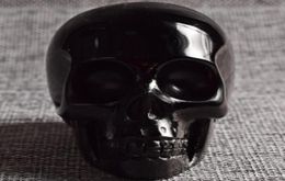 Estatua de calavera de cristal con forma humana, figura de calavera de jade obsidiana negra Natural, curación de cristal, Reiki Evil, decoración del hogar 1764983