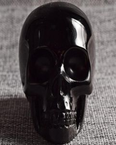 Forme humaine cristal Skull Statue naturel noire obsidienne jade crâne figurine cristal guérison reiki mal décor 5930678