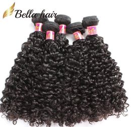 Extensions de cheveux humains vierges bouclés vague malaisienne 100 tissages de cheveux non transformés double trame noir naturel 34 pièces BellaHair 1731224