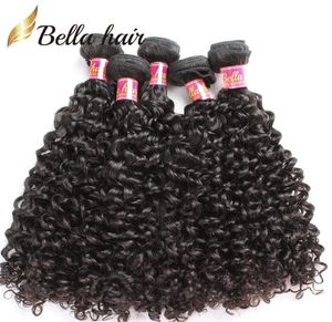 Extensiones de paquetes de cabello virgen humano Onda rizada Malasia 100 Tejidos de cabello sin procesar Trama doble Negro natural 34PCS BellaHair 1731224