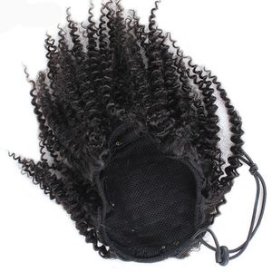 Cola de caballo virgen cruda Cutícula alineada Onda profunda del cuerpo Cabello humano sin procesar Natural Afro Rizado Recto Rizado Cordón Cola de caballo