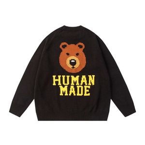 Humanmade Bear Designer Pulls Sweater Mens Sweater Human Made New Letter Brown Bear Jacquard broderie automne / hiver rond Pull pull de cou Femmes Couples 220