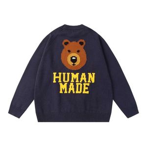 HumanMade Bear Designer Sweaters Mens Sweater Hoodie Menselijk gemaakt nieuwe brief Bruine beer Jacquard Borduurwerk herfst/winter ronde nek trui mannen vrouwen paren 218