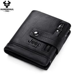 Humerpaul Cowhide Genuine Leather Men Willet Moned Purse Mini Card Portfolio Portomonee Male Walet Pocket High Quality330g