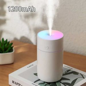 Humidificateurs Humidificateur d'air Rechargeable sans fil 1200mAh avec lumière courante de couleur dégradée 2023 plus récent diffuseur d'arôme d'humidificateur de voiture à la maison L230914