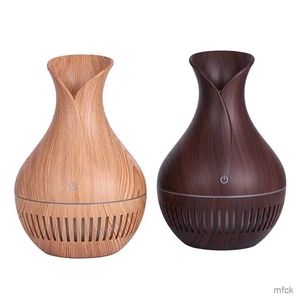 Humidificateurs 130ml nouveau vase humidificateur d'air creux grain de bois aromathérapie diffuseur d'huile essentielle 7 couleurs lumière LED adapté au bureau