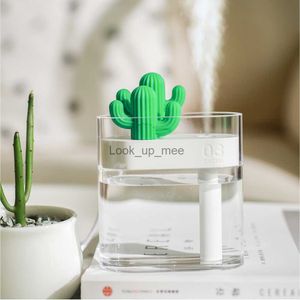 Luchtbevochtigers 160ml 5v transparant landschap cactus draagbaar kantoor thuis luchtbevochtiger USB mini sfeer nachtlampje acryl auto mistmaker YQ230926