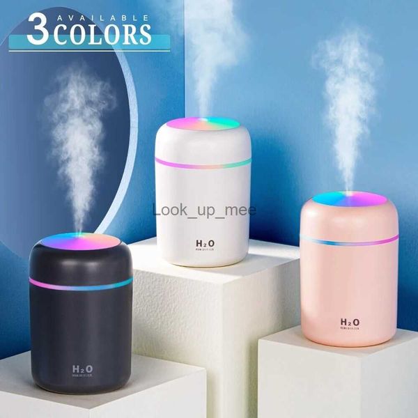 Humidificateurs 1 PC 300 ML humidificateur d'air coloré atmosphère lumière muet Humidification Mini créatif coloré tasse bureau maison voiture humidificateur YQ230926