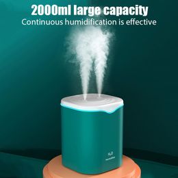 Humidificateurs 2000 ml USB Air humidificateur Double pulvérisation PORT Essential Aromatherapy Humificador Cool Maker Maker Fogger Purify for Home Office