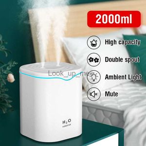 Humidificateurs 2000ML USB humidificateur d'air Double Port de pulvérisation huile essentielle aromathérapie diffuseur Cool brumisateur pour le bureau à domicile YQ230927