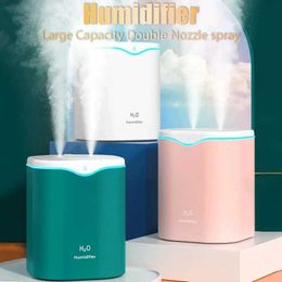 Humidificateurs 2000 ml USB Humidificateur Double pulvérisation Spray à grande capacité Ménage avec le climatiseur LED LED Climatiseur Air Humidificateur Spray Y240422