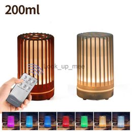 Bevochtigers 200 ml afstandsbediening houtkorrel etherische oliediffuser USB luchtbevochtiger met 7 kleuren LED -licht Home Ultrasone aroma diffuser YQ230927