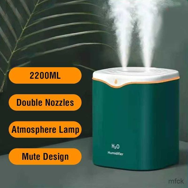 Humidificateurs 2200 ml Nouvel USB Double pulvérisation Air humidificateur Huile essentielle Diffuseur Ultrasonic Air Diffuseur Ménage Aroma Diffuseur Humidificateur