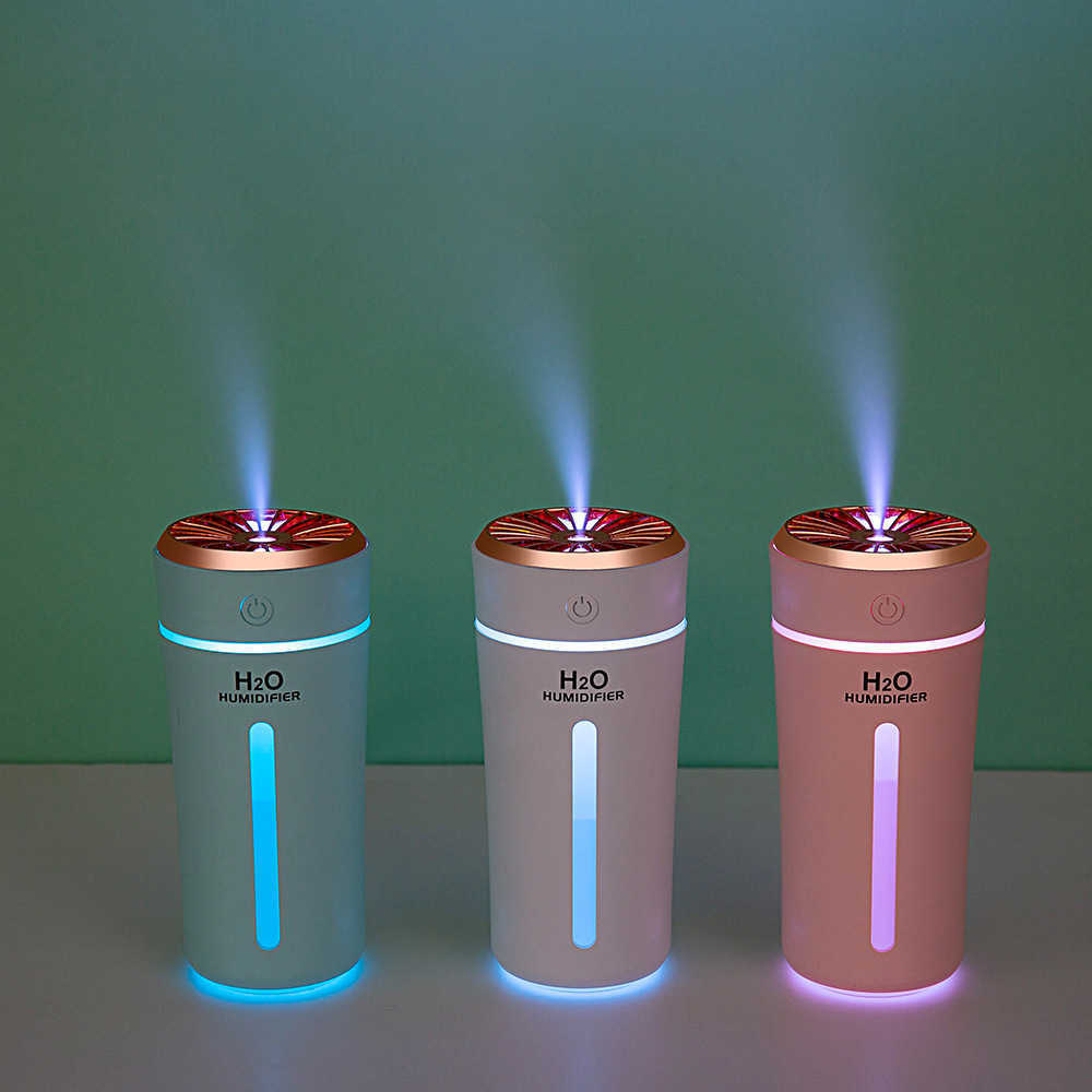 Luftfuktare 270 ml bärbar mini luftfuktare USB Ultrasonic Essential Aroma Mist LED Night Light for Home Car Purifier