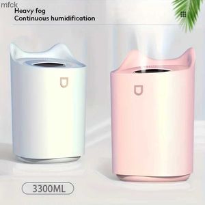 Humidificateurs 3,3 L de grande capacité Double buse LED Humidificateur Humidificateur Ultrasonore 3300 ml Diffuseur d'huile H2O Room Air Air Humidificateurs