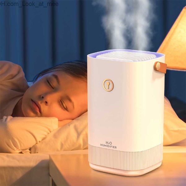 Humidificateurs 3,3 L humidificateur d'air à double buse de grande capacité silencieux ultrasonique réglable diffuseur d'arôme de brouillard froid LED atmosphère veilleuse Q230901