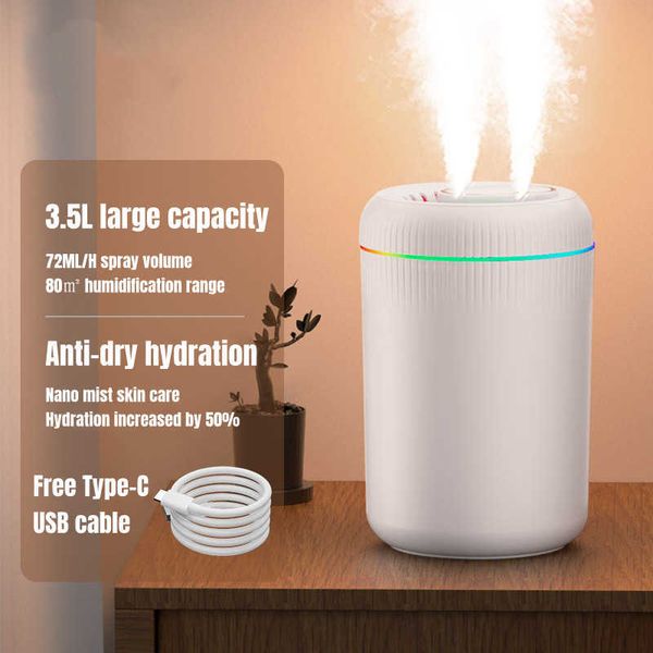 Humidificadores 3.5L de gran capacidad humidificador de aire eléctrico para el hogar boquilla de pulverización USB niebla ultrasónica difusor esencial de Aroma