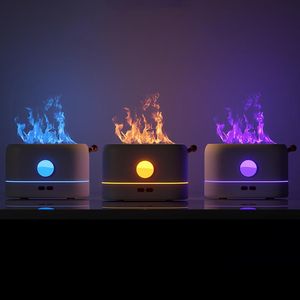 Humidificateurs 3 couleurs effet de flamme diffuseur d'arôme 200ml simulation ultrasonique effet de feu humidificateur d'air USB diffuseur d'huile essentielle pour la maison
