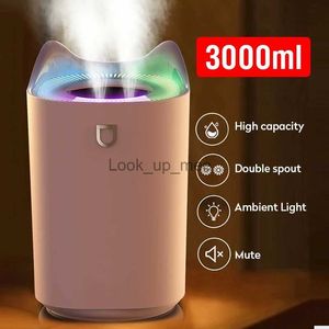 Humidificateurs 3000Ml humidificateur d'air grande capacité atomiseur d'air diffuseur d'arôme ultrasonique fabricant de brume fraîche USB purificateur d'air Humificador YQ230927