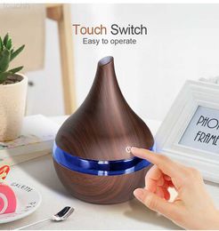 Umidificatori 300 ml USB Aroma Diffusore di oli essenziali Umidificatore ad ultrasuoni Grano di legno Luci a LED diffusore di aromi L230914