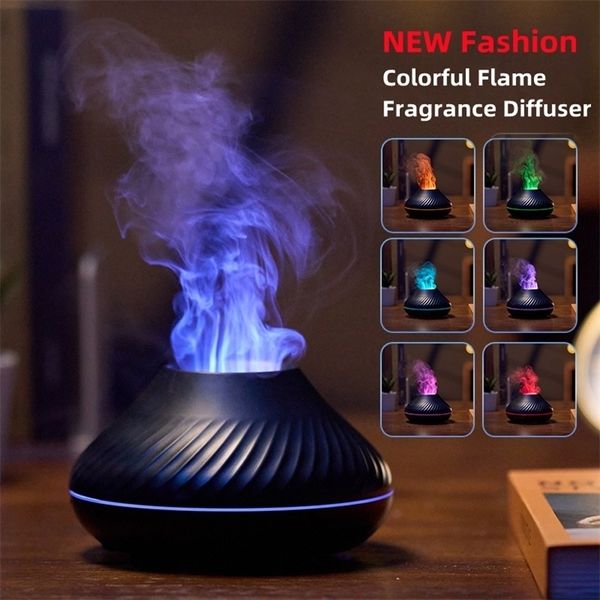 Humidificateurs 3D Coloré Flamme Humidificateur USB Diffuseurs D'aromathérapie De Voiture Diffuseur Portable Huiles Essentielles pour Parfum De Chambre À La Maison 221109