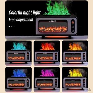Humidificateurs Diffuseur de cheminée simulé 3D 7 couleurs LED arôme ultrasonique huile essentielle feu flamme humidificateur d'air pour usage de bureau à domicile