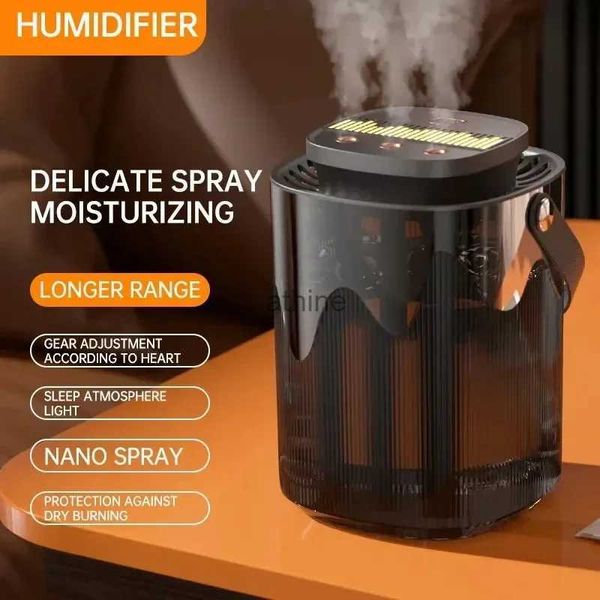 Humidificadores Humidificador de aire 3L Tres boquillas Humidificador ultrasónico de gran capacidad con lámpara nocturna USB Aroma Difusor de aceites esenciales Mist Maker YQ240122