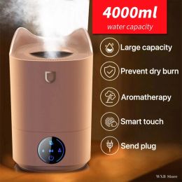 Humidificateurs 4l Air Humidificateur LED Light Smart Touch Huile essentielle Arôme Double Buse Ultrasonic Home Aromatherapy Fog Cold