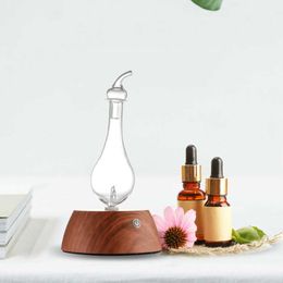 Humidificateurs 50ML humidificateur d'air mini diffuseur d'aromathérapie atomiseur essentiel vaporisateur froid réservoir en verre de base en bois pour le yoga de bureau à domicile