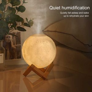 Humidificateurs 880ml Moon Lampe Humidificateur d'air Ultrasonique Diffuseur d'huile essentielle Mist Maker avec couleur Night Light pour le bureau domestique