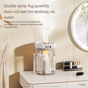 Humidificateurs Humidificateur d'air Double buse Affichage de l'humidité à cristaux liquides Grande capacité Chambre Diffuseur d'huile aromatique domestique