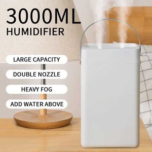 Bevochtigers luchtbevochtiger Dual Spray 3l grote capaciteit huishoudelijke diffuser diffuser luchtbevochtiger USB aromatherapie kantoor slaapkamer spray verstuiver y240422
