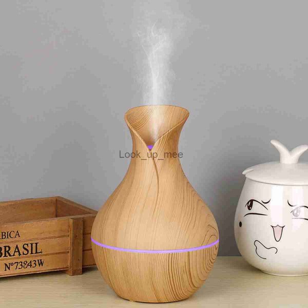 Humidificadores Humidificador de aire Vaporizador Purificador Difusor Aroma Ultrasónico Florero de madera Tipo 7 LED Portátil YQ230926